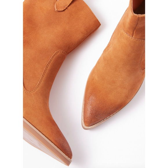 NWOT Splendid Raquel Suede Booties 8.5 Tan Toffee Western Ankle Women's Boots - Picture 4 of 11